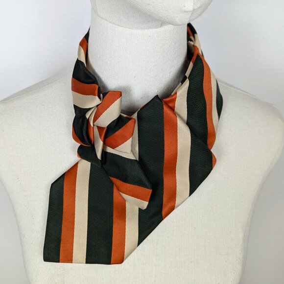 Ogsplosh Green, Orange And Cream Striped Casual Ascot Tie For Men And Women. NEW - Picture 7 of 8